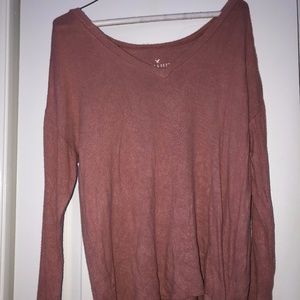 Red Long Sleeve Sweater with detailing from AEO